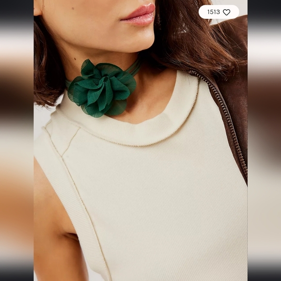Free People Jewelry - Free People, Sweetheart Flower Choker, Alpine Green - NWT!